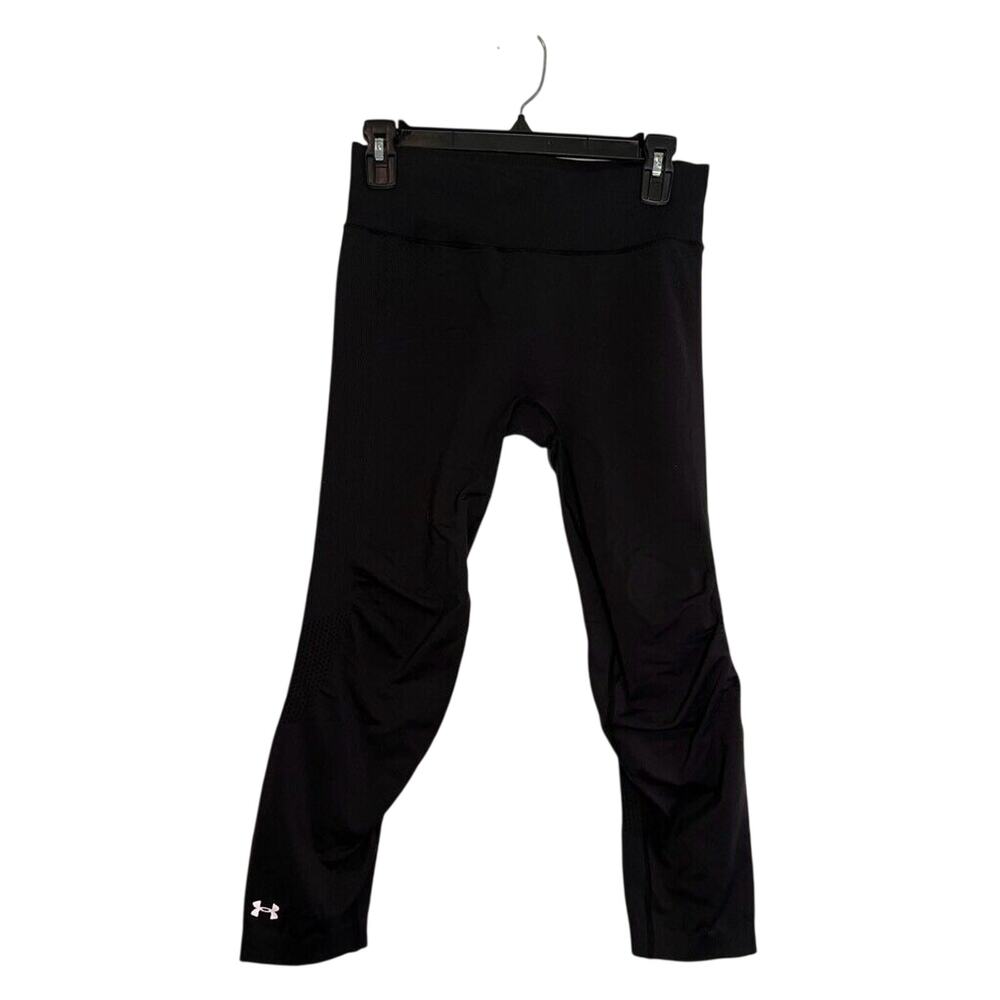 Under Armour Womens Leggings Pants Black Mid Rise Yoga Waistband Workout MEDIUM